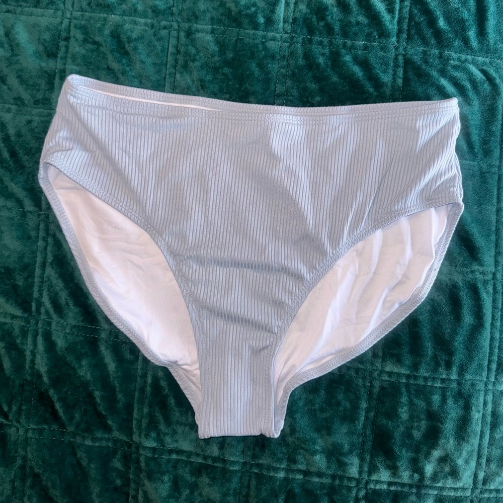 Grey/Blue Ribbed Swimsuit - Picture 4 of 5